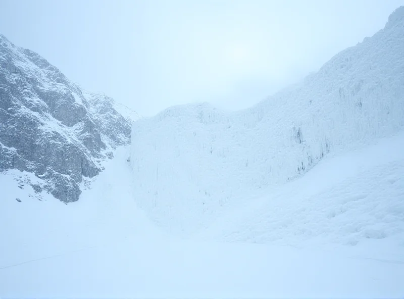 A depiction of a snowy mountain landscape after an avalanche, emphasizing the power of nature.