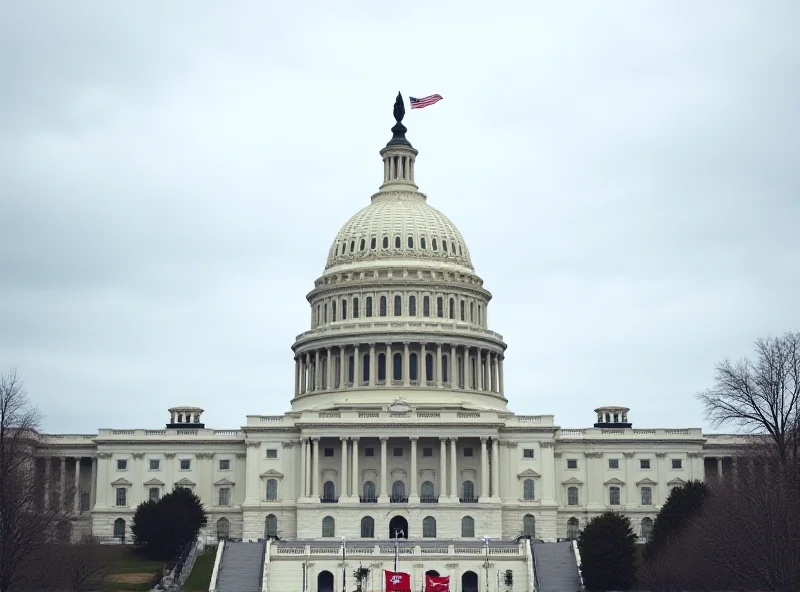 The United States Capitol building in Washington D.C. under a cloudy sky.