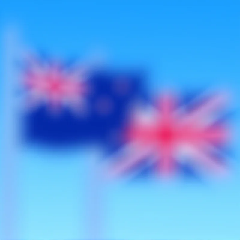 The flags of New Zealand and the United Kingdom waving side-by-side.