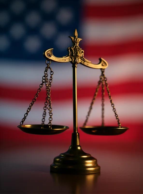Scales of justice with the American flag in the background
