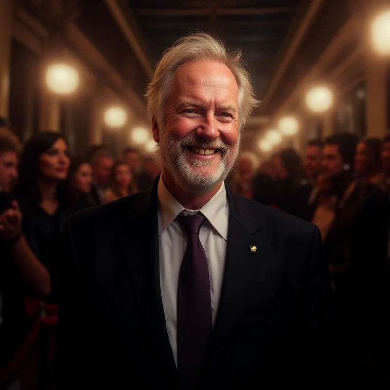 James Cameron smiles at a film premiere.