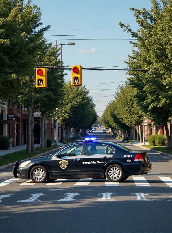 Police car at a crosswalk, representing a traffic incident.