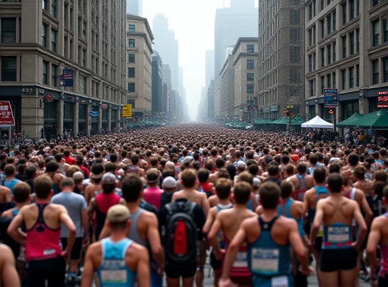 Runners at the start of the New York City Marathon.