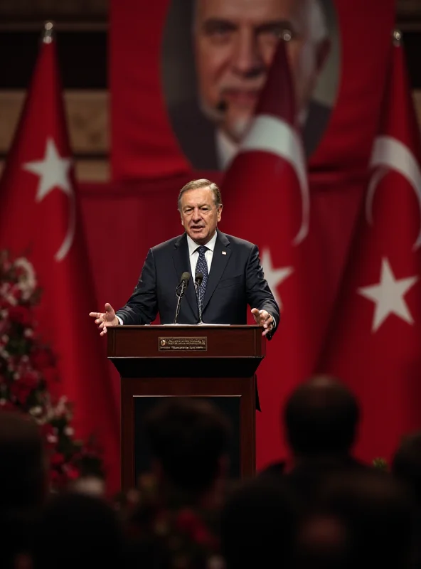 Recep Tayyip Erdoğan speaking at a podium.