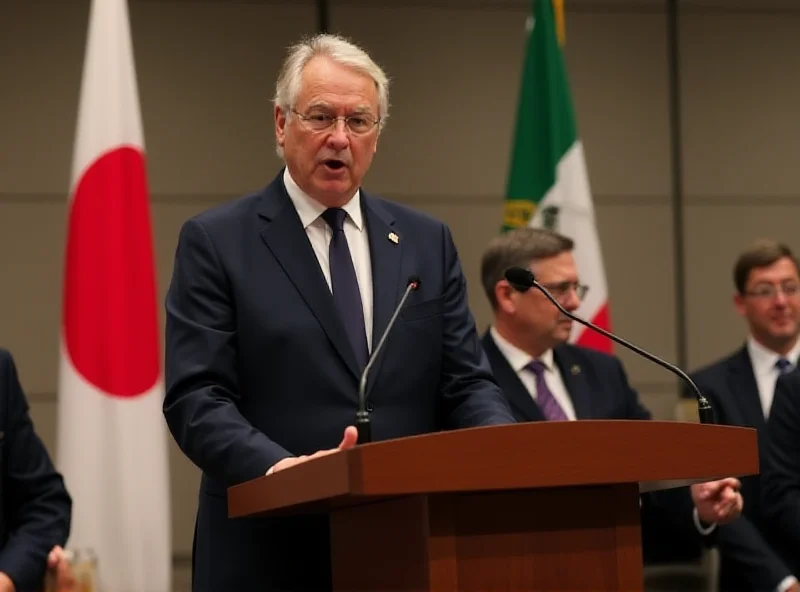 Sergio Mattarella giving a speech in Japan.