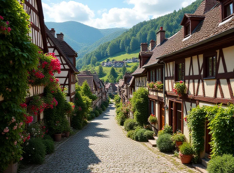 A quaint German village with traditional houses.
