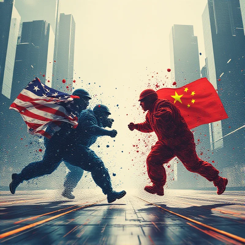 A conceptual image depicting the United States and China as runners in a race, representing the AI supremacy race.