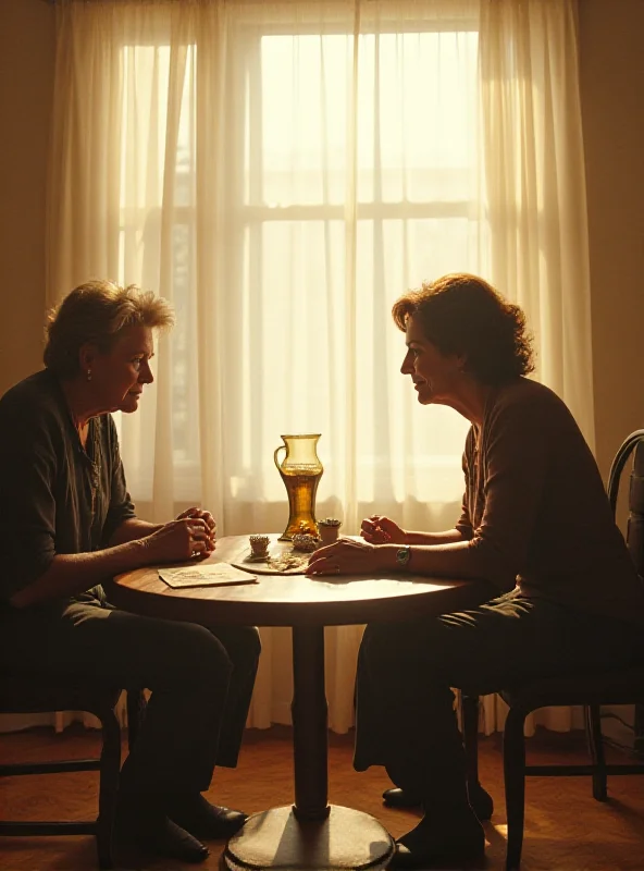 A still from the documentary 'Reproduction' showing Katharina Pethkes in conversation with her mother.