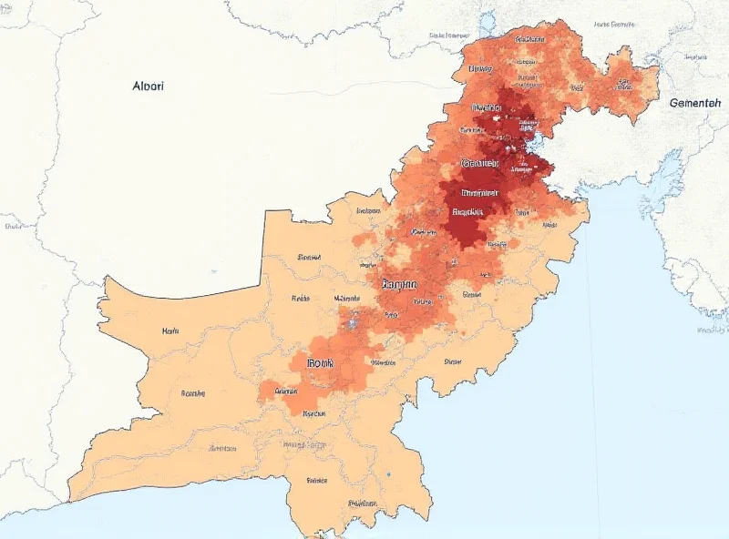 Map of Pakistan highlighting regions affected by terrorism.