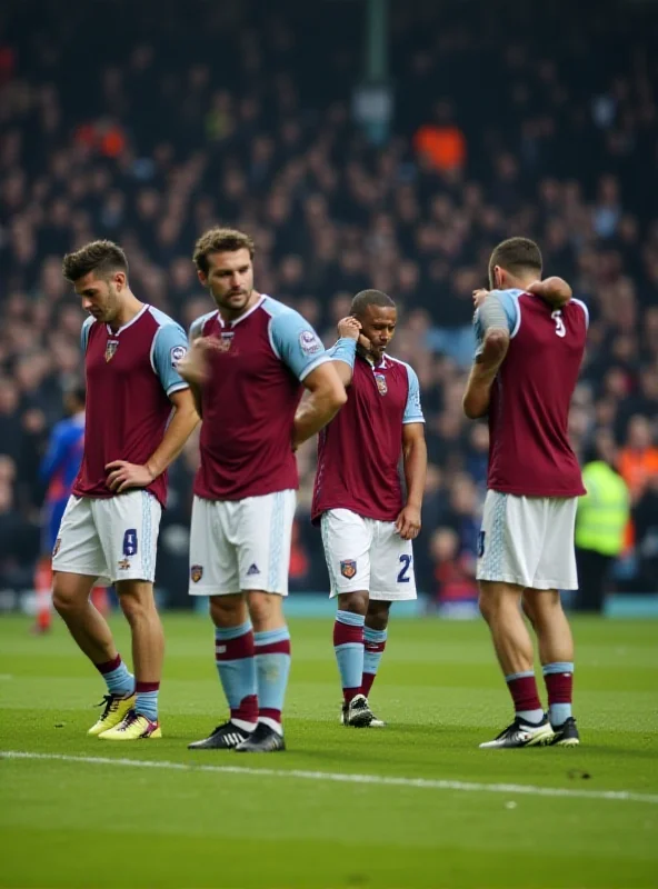 Aston Villa players looking dejected on the pitch