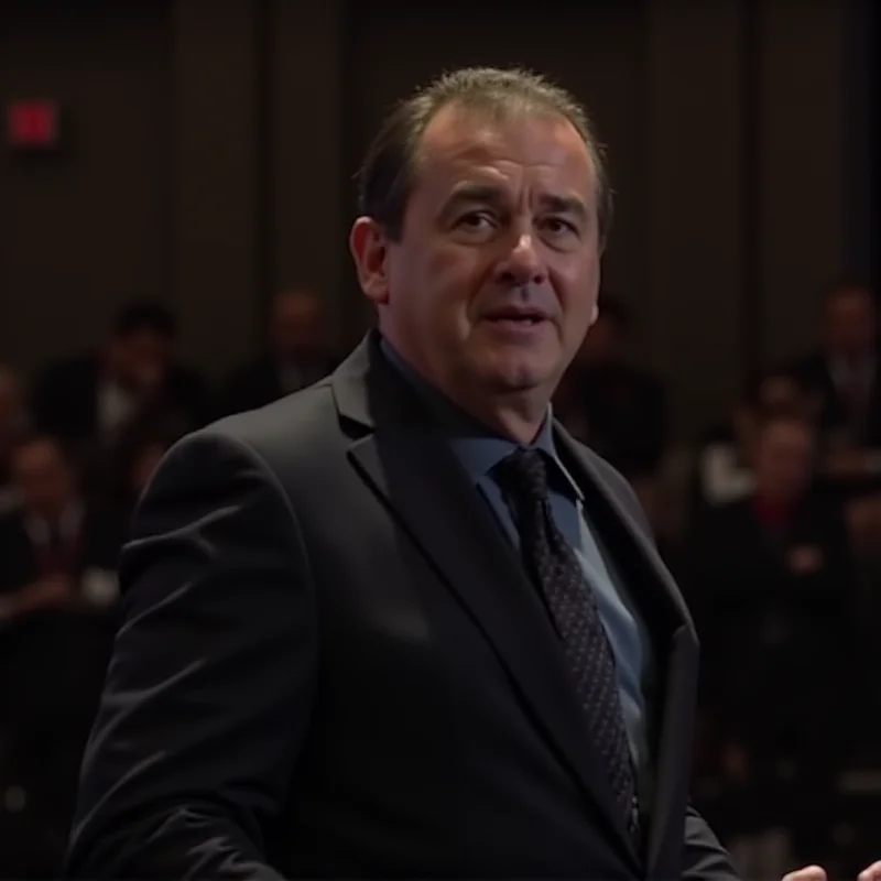 Silvero Pereira giving a speech at an event, expressing a serious and thoughtful expression.