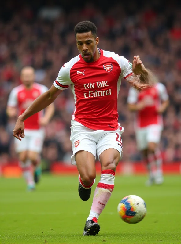 A frustrated Arsenal player kicking the ball during a Premier League match against Nottingham Forest