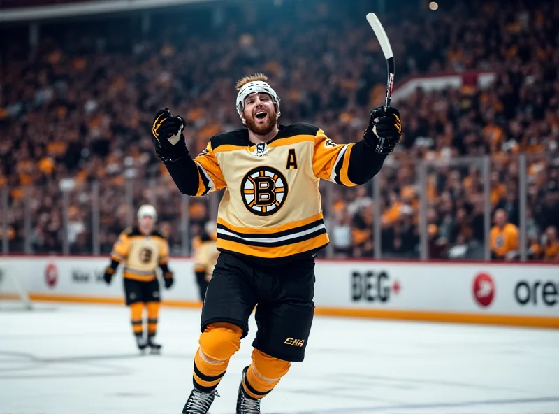 David Pastrnak celebrating a goal for the Boston Bruins