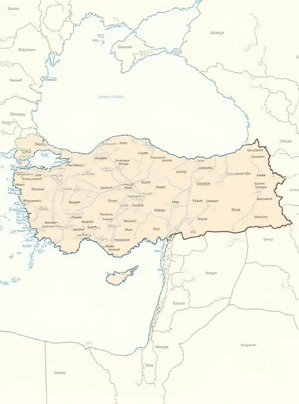 A map of southeastern Turkey and surrounding regions, highlighting areas with a significant Kurdish population.