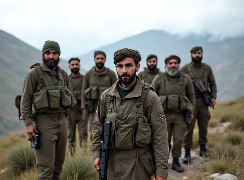 A group of Kurdish fighters in a mountainous region.