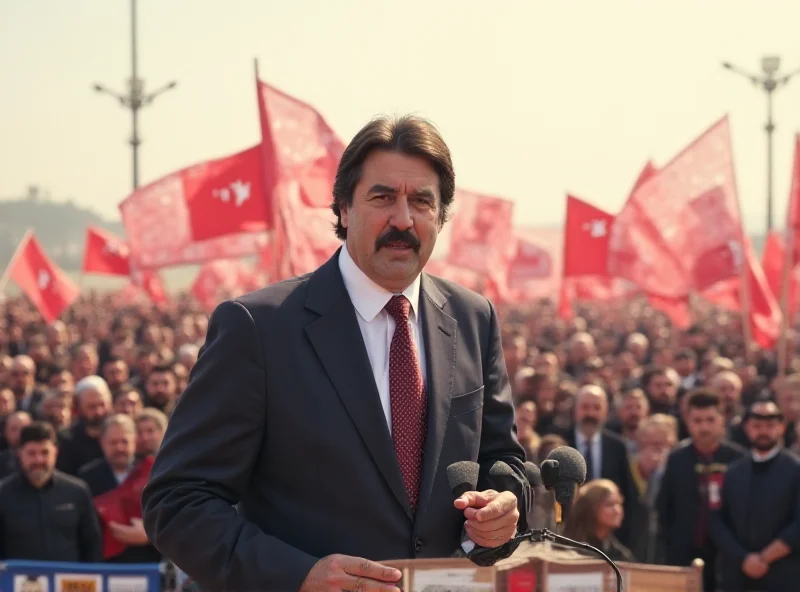 Abdullah Öcalan giving a speech in front of a crowd.