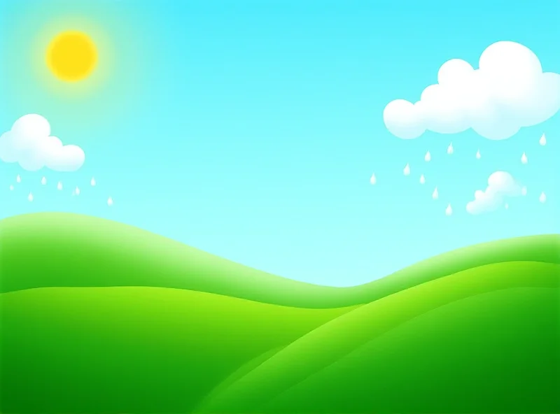 Illustration of weather conditions in Poland, with stylized sun and rain clouds.