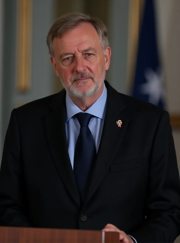A serious-looking Slovakian Defense Minister, Robert Kaliňák, giving a speech at a podium.