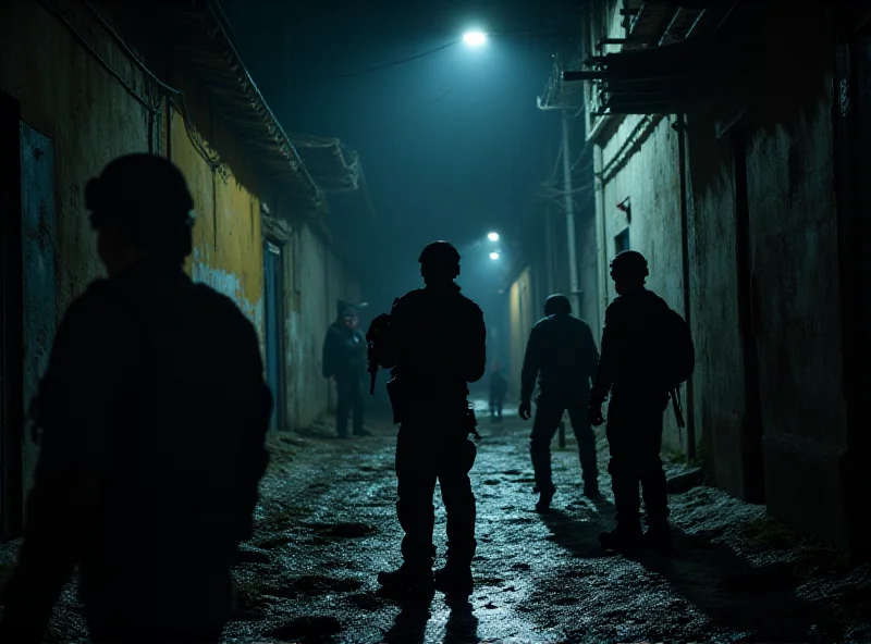 Police officers in Bahia, Brazil, investigating a crime scene at night.