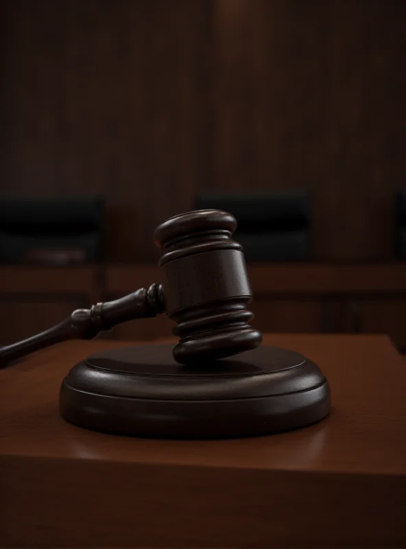 A gavel resting on a sound block in a courtroom setting.