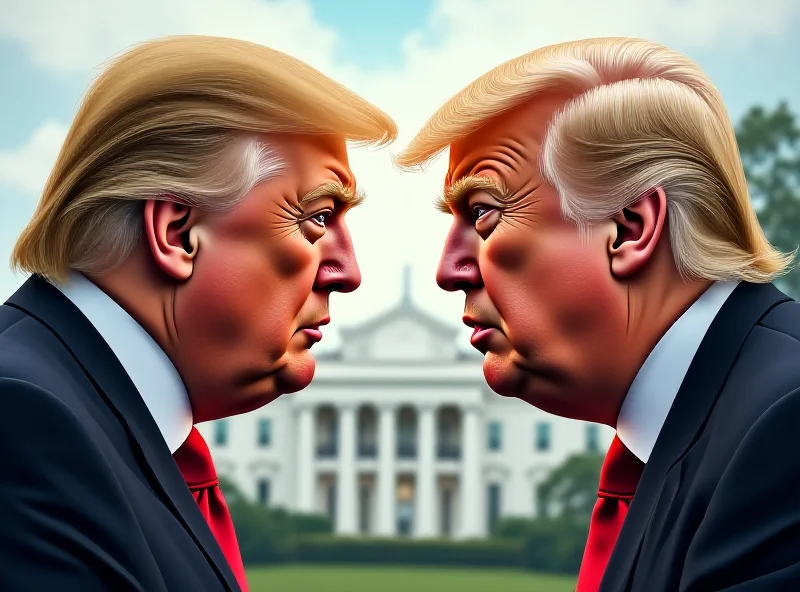 Digital illustration of Donald Trump and Volodymyr Zelensky facing off, with the White House in the background, symbolizing a political clash.