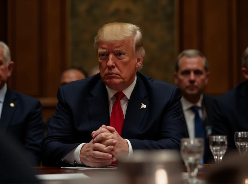 Elon Musk sitting at a cabinet meeting table alongside Donald Trump and other officials, looking serious and engaged in the discussion. The atmosphere is formal and tense.