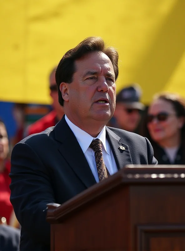 President Petro standing at a podium addressing a crowd, with the Colombian flag behind him
