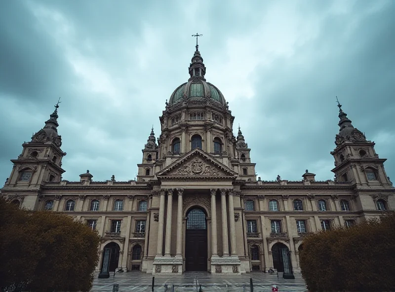 Image of Spanish Parliament building with a cloudy sky.