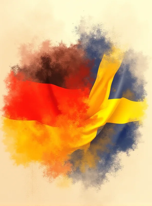 A stylized depiction of the German and Swedish flags intertwined, representing the debate on integration and the comparison between the two countries' approaches.