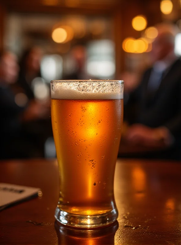 A pint of beer in a traditional British pub