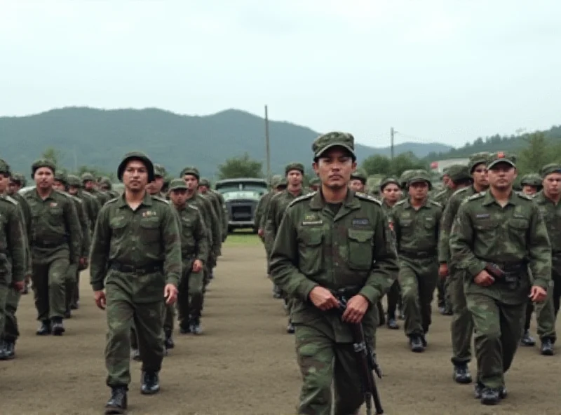 Taiwanese soldiers marching in formation during a military exercise