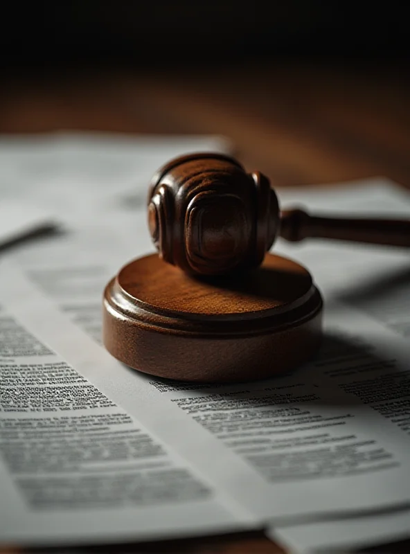 A gavel resting on a stack of legal documents.