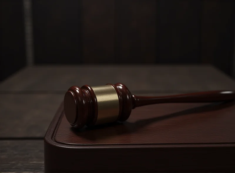A gavel on a desk in a courtroom