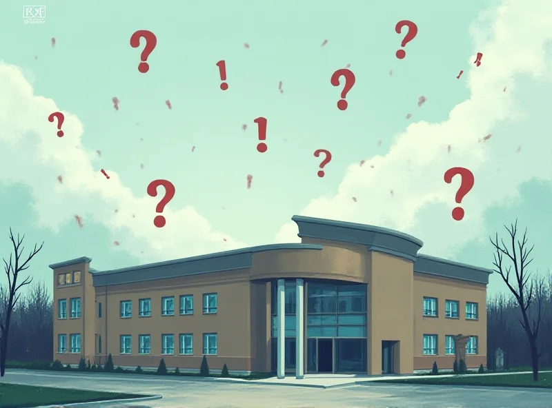 Illustration of a school building with question marks above it.