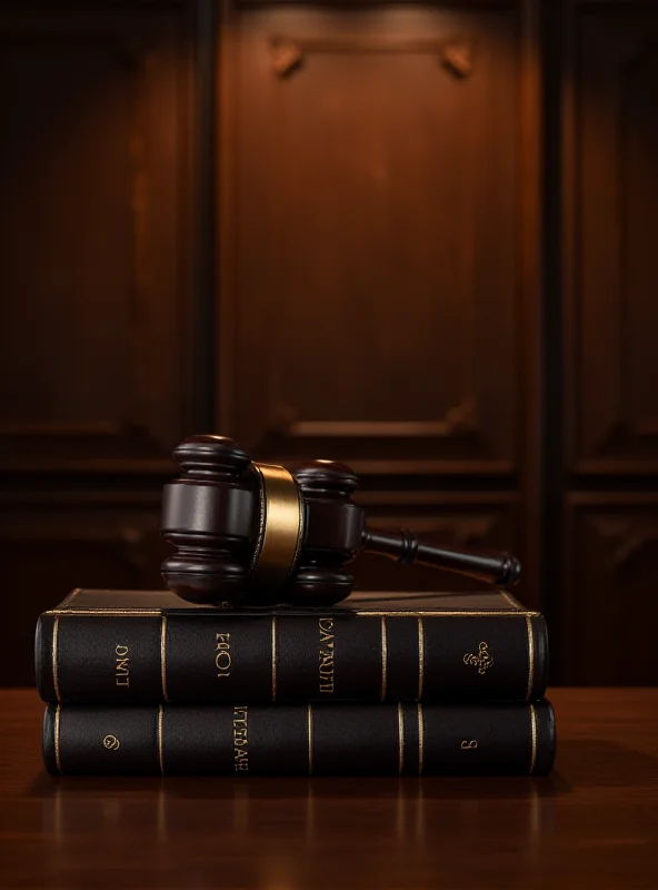 Gavel resting on a law book, symbolizing justice and legal proceedings.