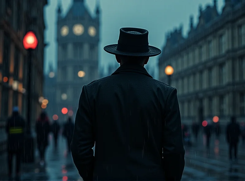 Image of a shadowy figure in London, representing the spy ring.