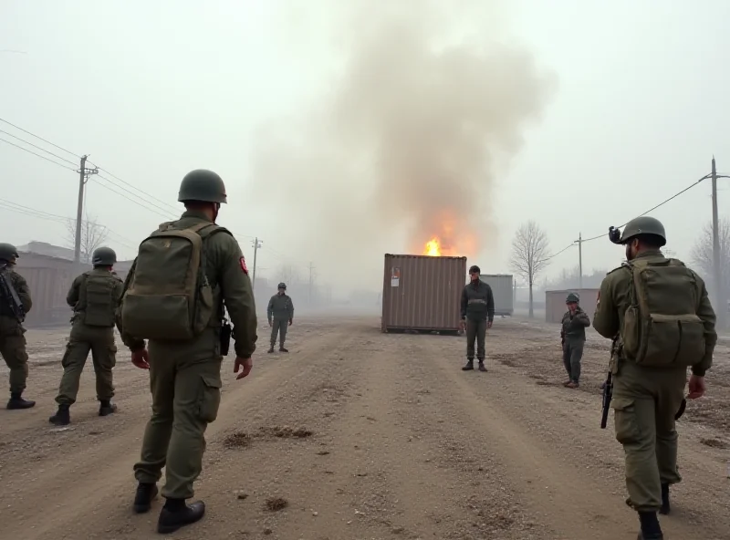Military site in Tehran, smoke rising from a container.