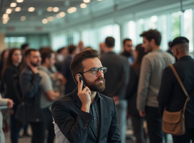 Queue of people waiting to speak to customer service representatives on the phone.