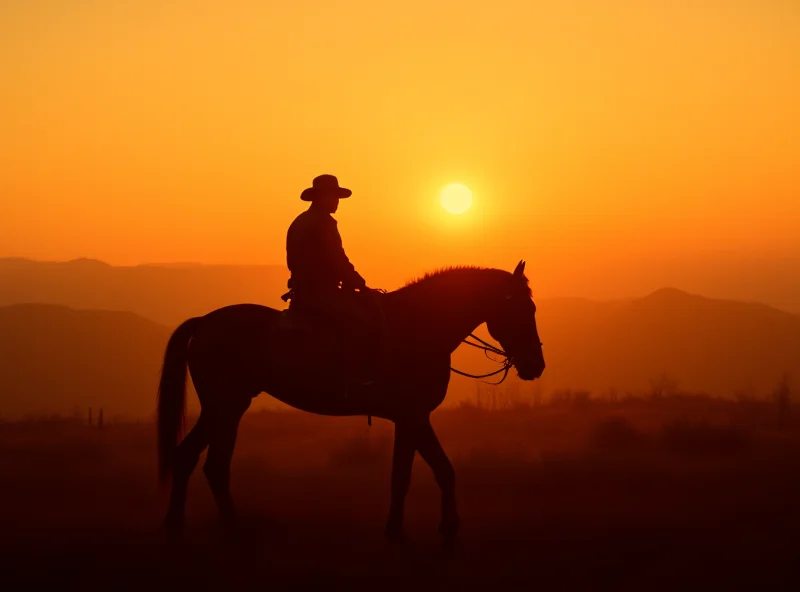 Border Patrol agent on horseback patrolling the US-Mexico border.