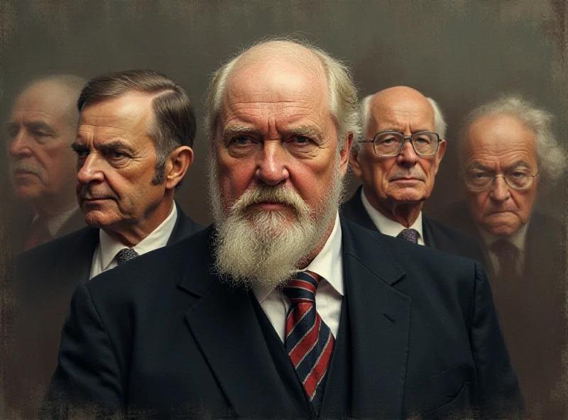 A portrait of Otto von Bismarck fading into images of modern-day political figures.
