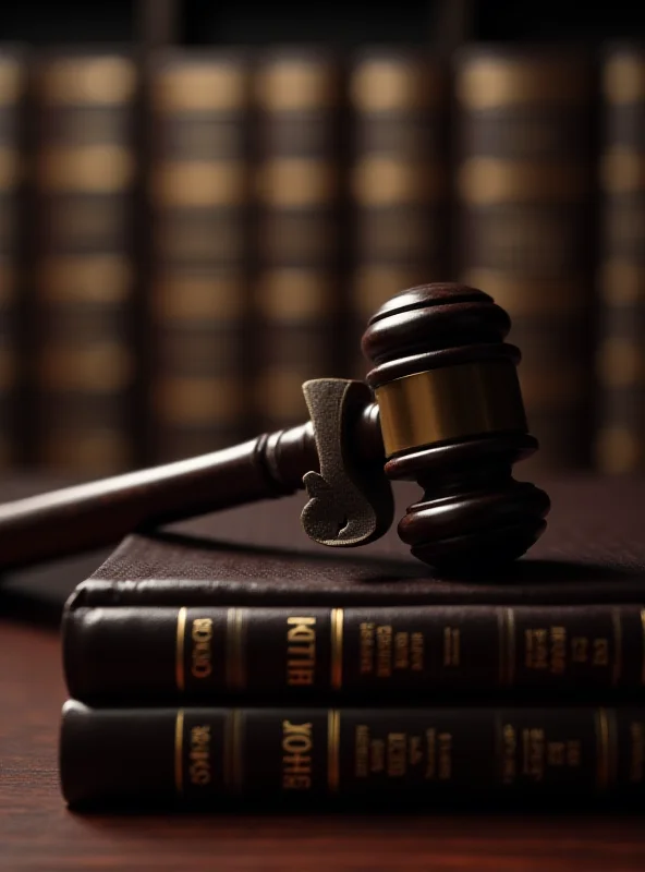 A gavel resting on a stack of law books, symbolizing the judiciary.