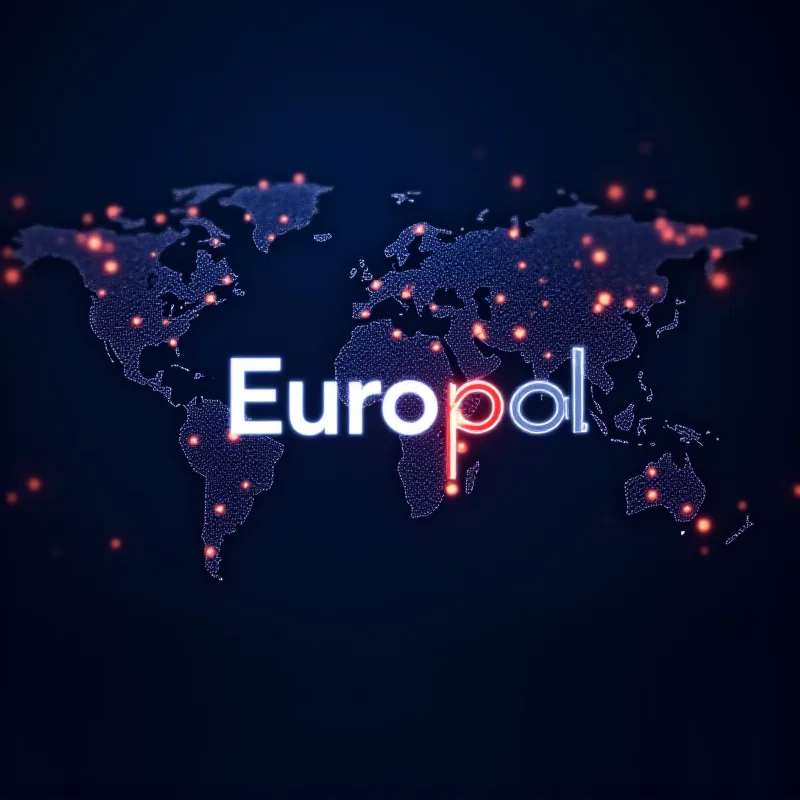 Europol logo against a backdrop of interconnected computer networks representing global cooperation