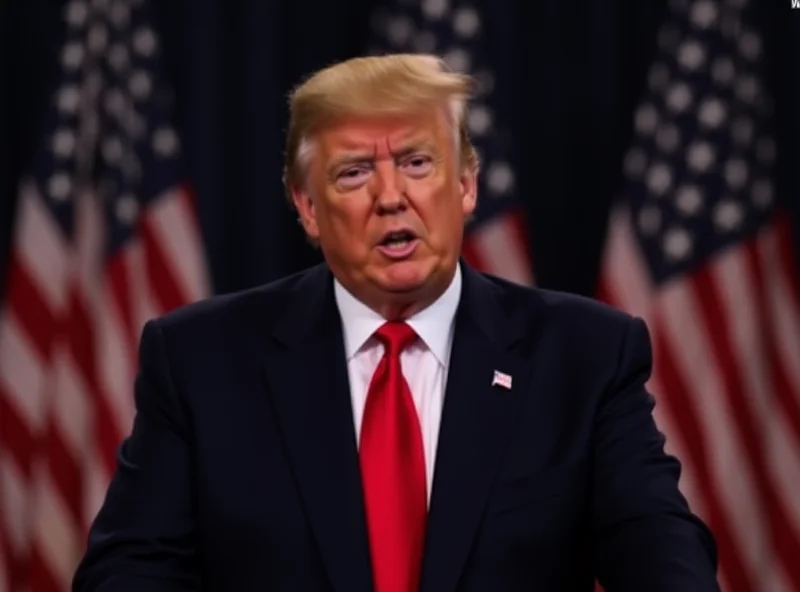 The President giving a speech at a podium, American flags in the background, determined expression.