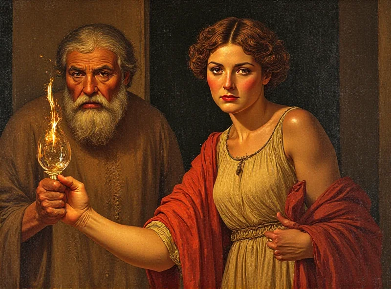 Fresco depicting an ambiguous woman and Silenus in Pompeii