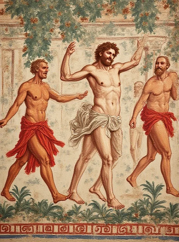 Fresco depicting Dionysus with satyrs and bacchantes in Pompeii