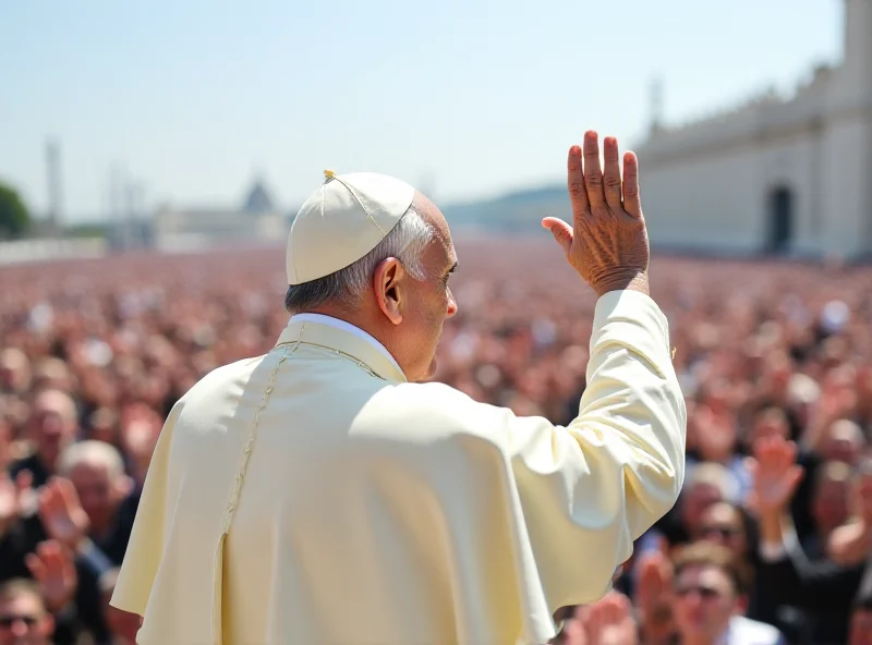 Pope Francis waving to a crowd