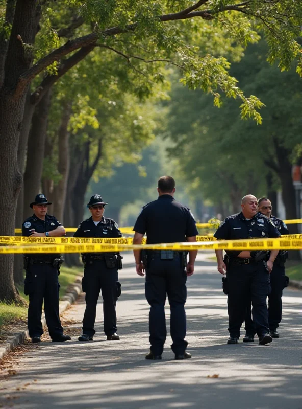 Police at a crime scene cordon