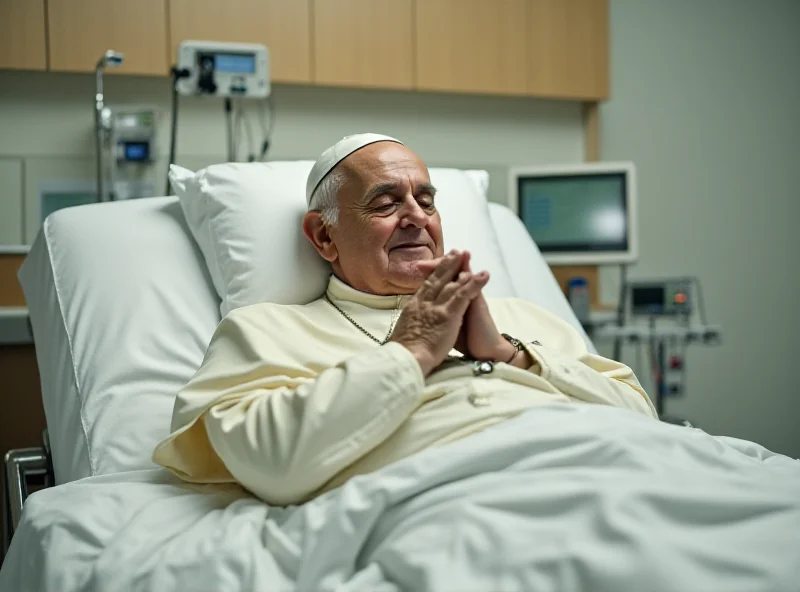 Pope Francis praying in a hospital room