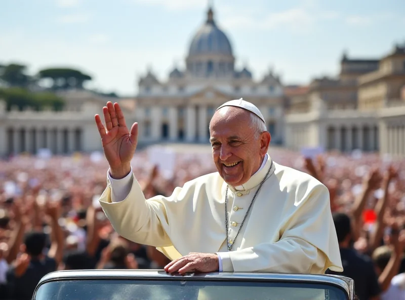 Pope Francis waving to a crowd
