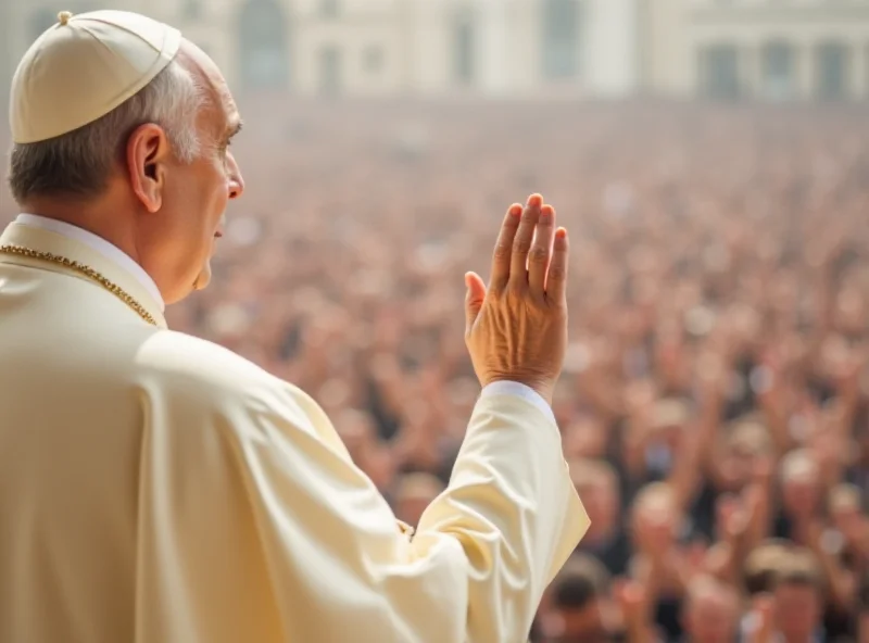 Pope Francis waving to a crowd from a balcony